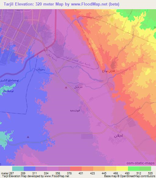 Tarjil,Iraq Elevation Map