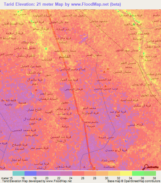 Tarid,Iraq Elevation Map