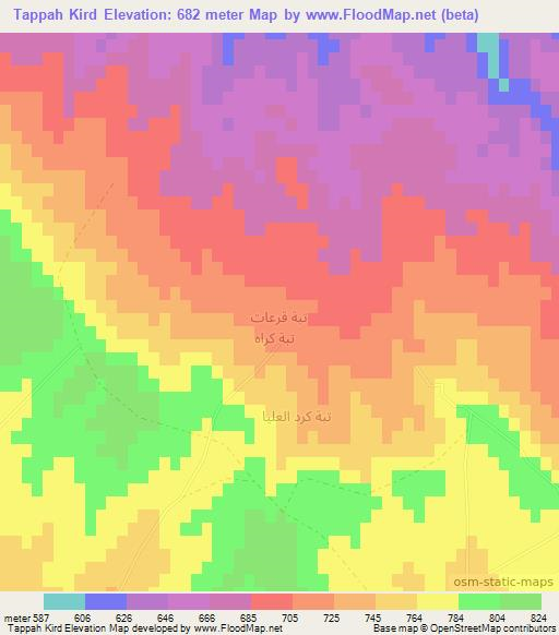 Tappah Kird,Iraq Elevation Map