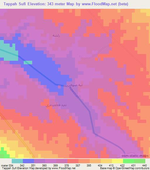 Tappah Sufi,Iraq Elevation Map