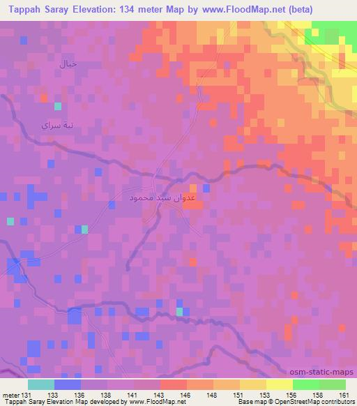 Tappah Saray,Iraq Elevation Map