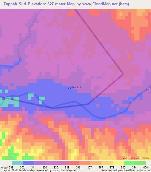 Tappah Sud,Iraq Elevation Map