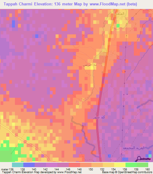 Tappah Charmi,Iraq Elevation Map