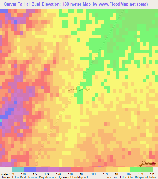 Qaryat Tall al Busl,Iraq Elevation Map