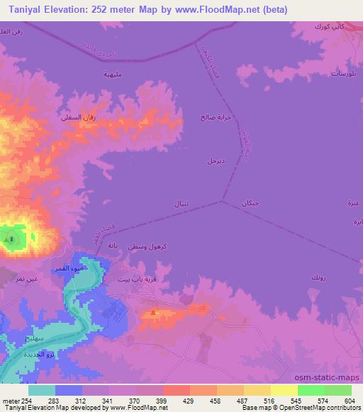 Taniyal,Iraq Elevation Map