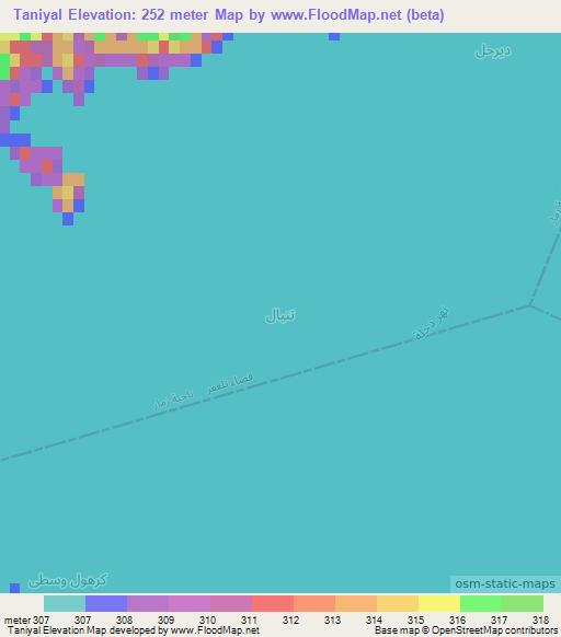 Taniyal,Iraq Elevation Map