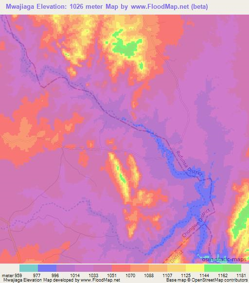 Mwajiaga,Zambia Elevation Map