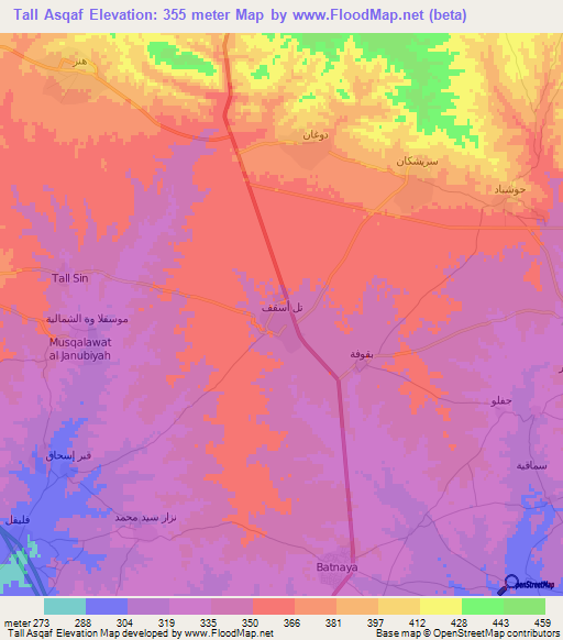 Tall Asqaf,Iraq Elevation Map