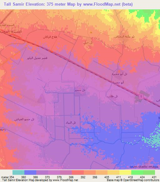 Tall Samir,Iraq Elevation Map