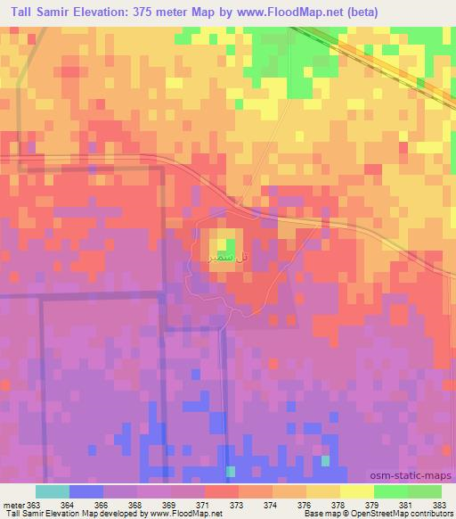 Tall Samir,Iraq Elevation Map