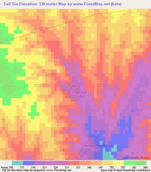 Tall Sin,Iraq Elevation Map