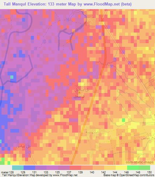 Tall Manqul,Iraq Elevation Map