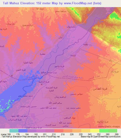 Tall Mahuz,Iraq Elevation Map