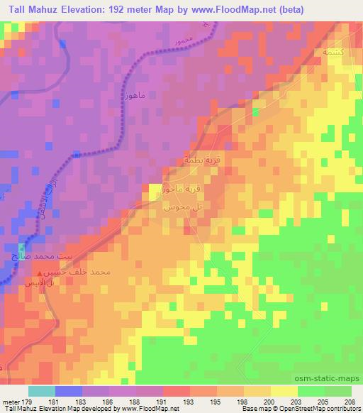 Tall Mahuz,Iraq Elevation Map