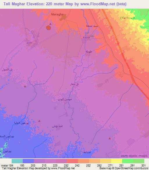 Tall Maghar,Iraq Elevation Map