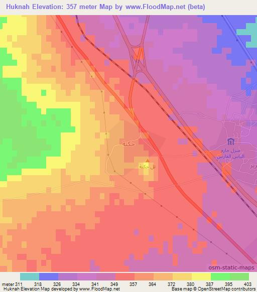 Huknah,Iraq Elevation Map