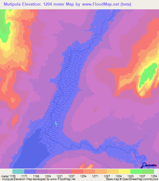 Mutipula,Zambia Elevation Map