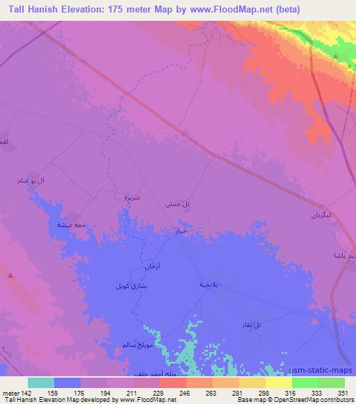 Tall Hanish,Iraq Elevation Map