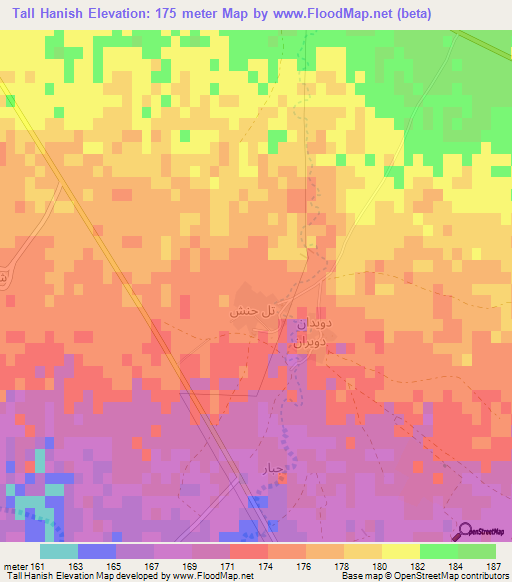 Tall Hanish,Iraq Elevation Map