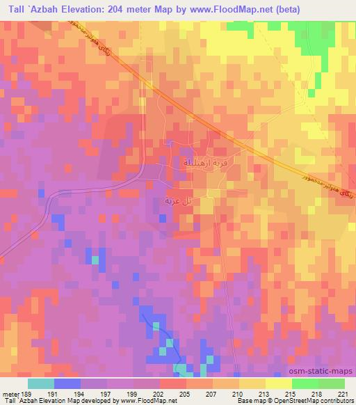 Tall `Azbah,Iraq Elevation Map