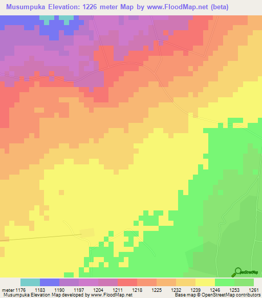 Musumpuka,Zambia Elevation Map