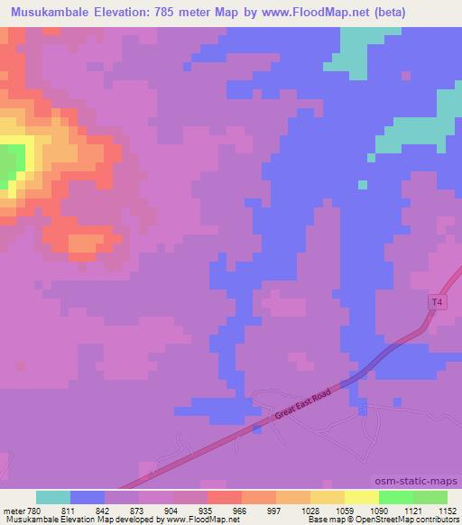 Musukambale,Zambia Elevation Map