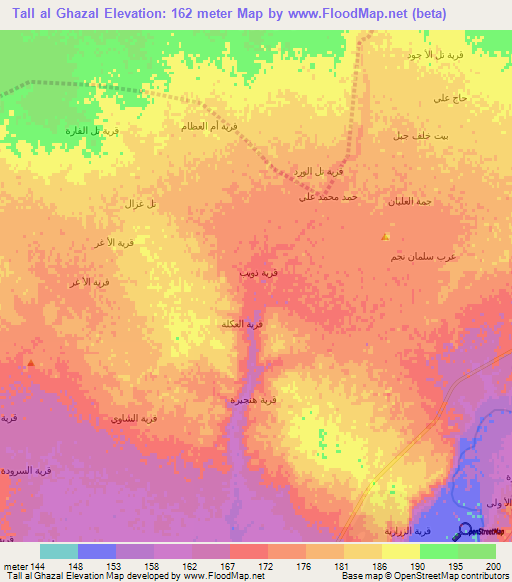 Tall al Ghazal,Iraq Elevation Map