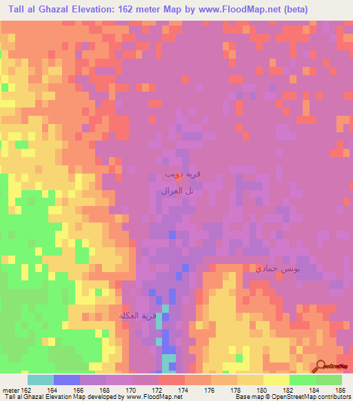 Tall al Ghazal,Iraq Elevation Map