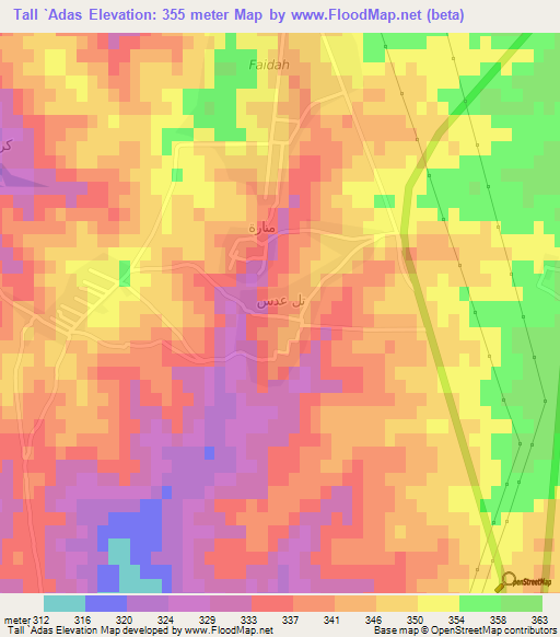 Tall `Adas,Iraq Elevation Map