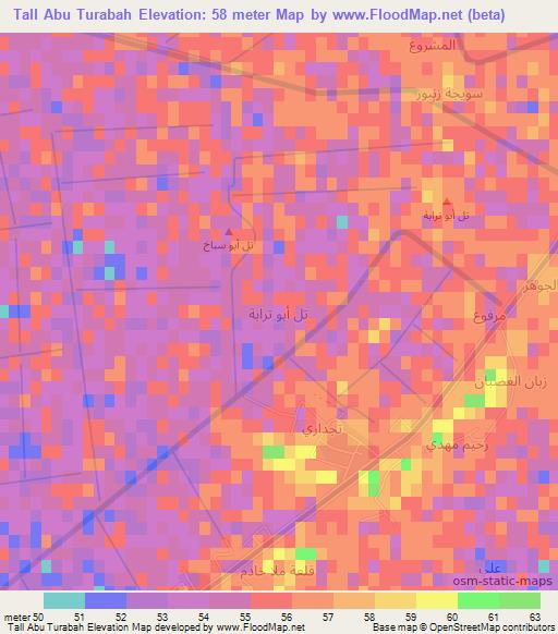 Tall Abu Turabah,Iraq Elevation Map