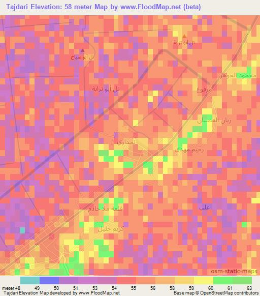Tajdari,Iraq Elevation Map