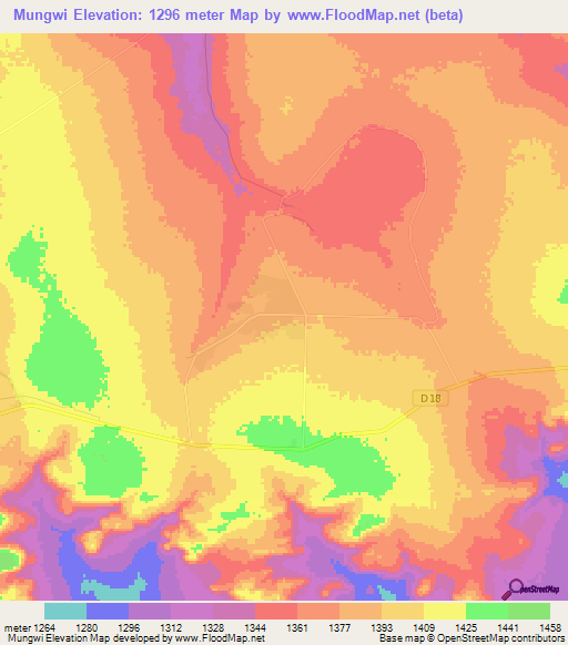 Mungwi,Zambia Elevation Map