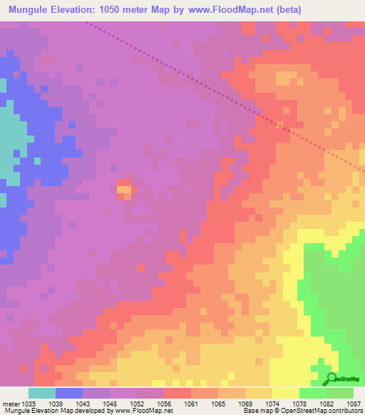 Mungule,Zambia Elevation Map