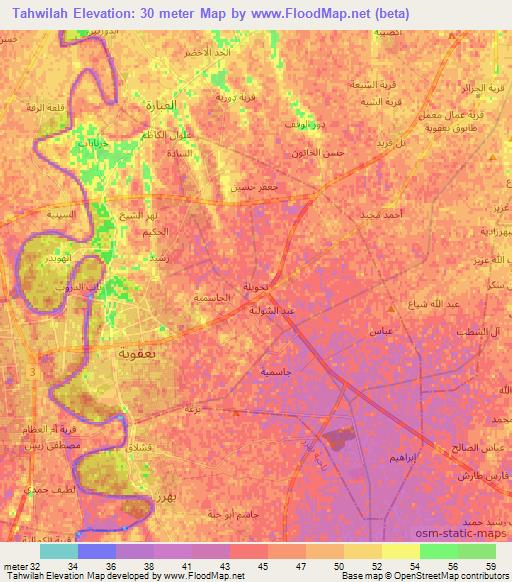 Tahwilah,Iraq Elevation Map