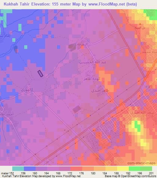 Kukhah Tahir,Iraq Elevation Map