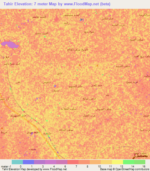 Tahir,Iraq Elevation Map