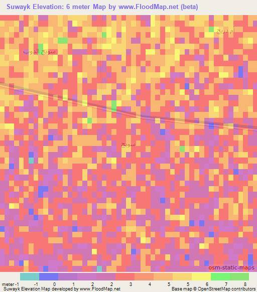 Suwayk,Iraq Elevation Map