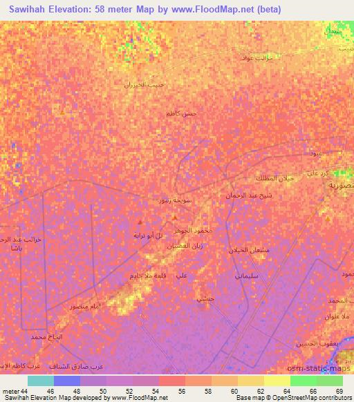 Sawihah,Iraq Elevation Map