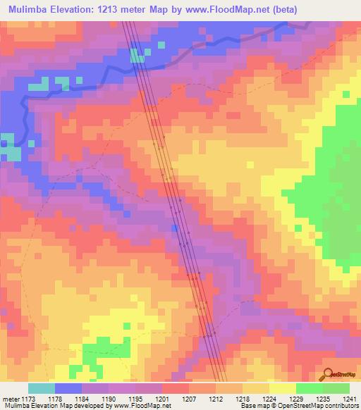 Mulimba,Zambia Elevation Map