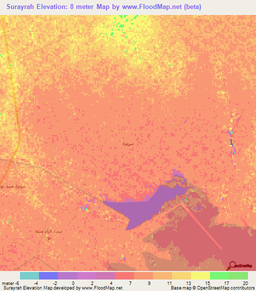 Surayrah,Iraq Elevation Map