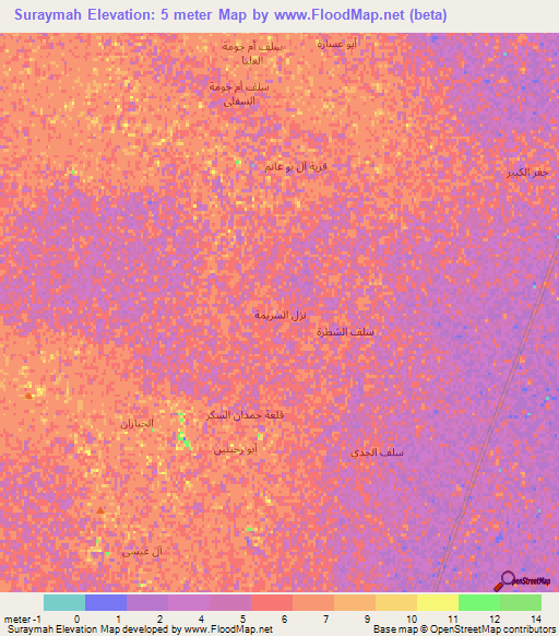 Suraymah,Iraq Elevation Map