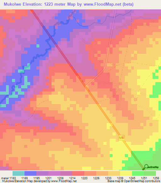 Mukolwe,Zambia Elevation Map