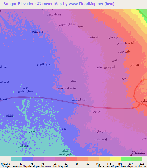 Sungar,Iraq Elevation Map