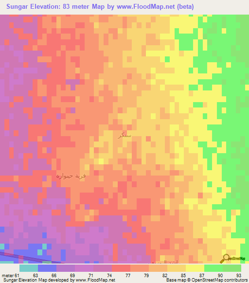 Sungar,Iraq Elevation Map