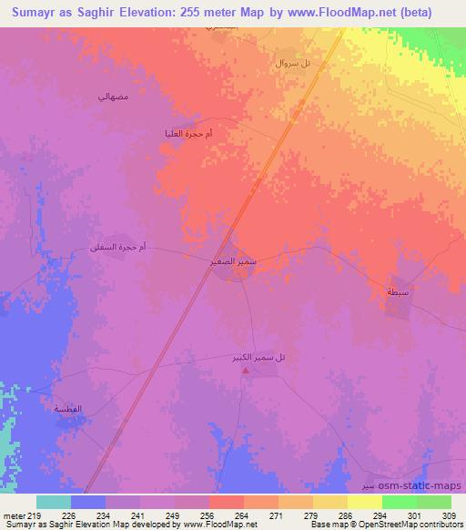 Sumayr as Saghir,Iraq Elevation Map