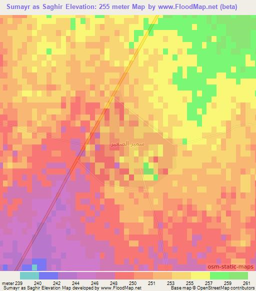 Sumayr as Saghir,Iraq Elevation Map
