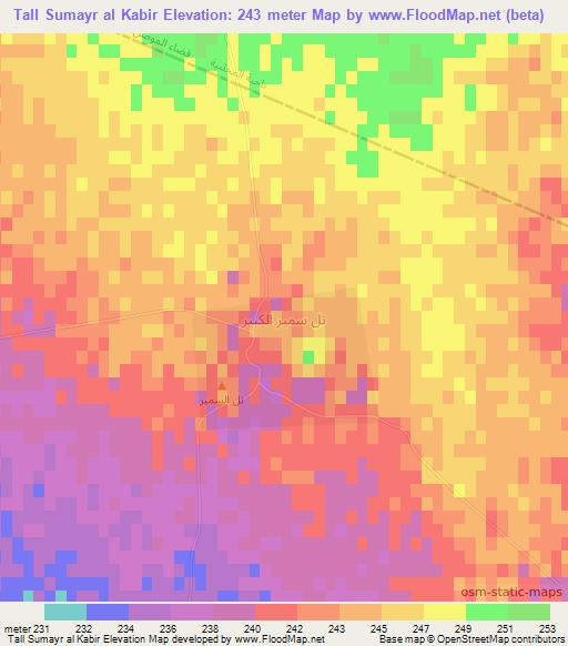 Tall Sumayr al Kabir,Iraq Elevation Map