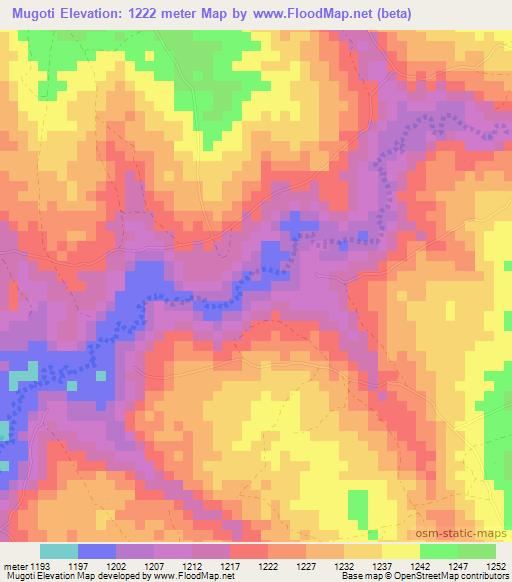 Mugoti,Zambia Elevation Map