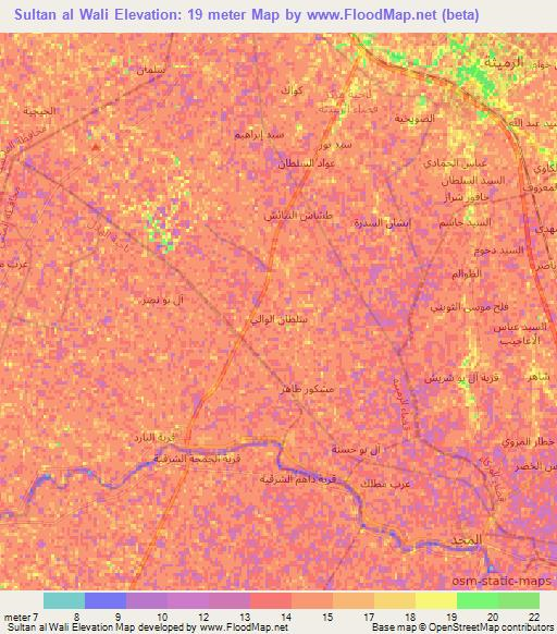 Sultan al Wali,Iraq Elevation Map