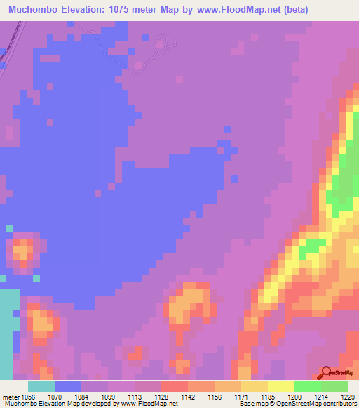 Muchombo,Zambia Elevation Map